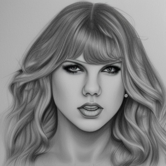 Pencil Sketch Drawing Taylor Swift