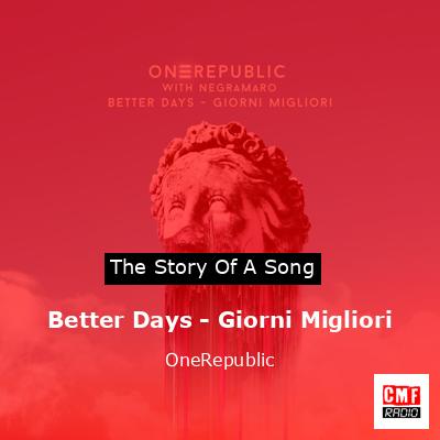final cover Better Days Giorni Migliori OneRepublic