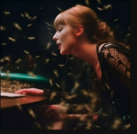 Taylor Swift swallowing a bug, as seen by MidJourney
