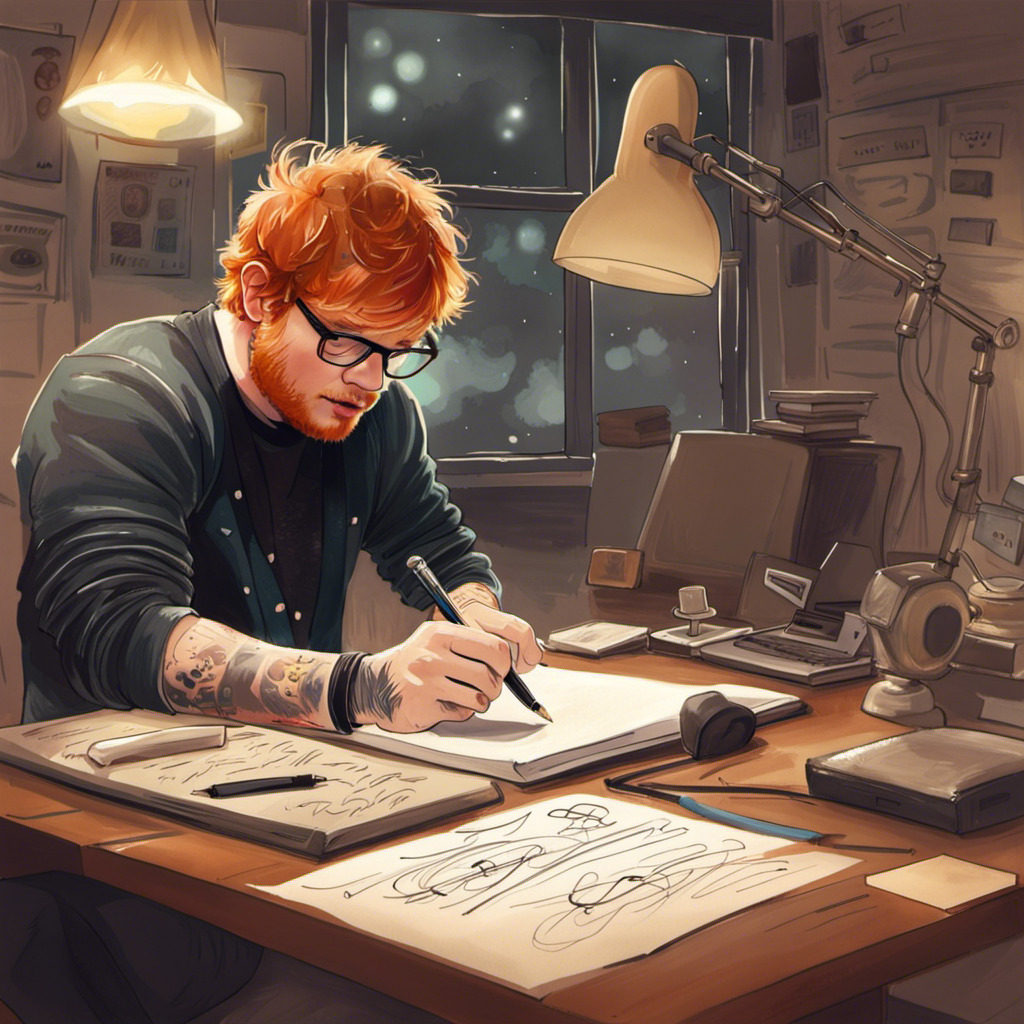Ed Sheeran writing a song