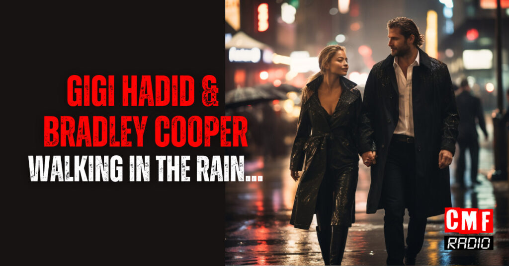 gigi hadid bradley cooper walking in the rain