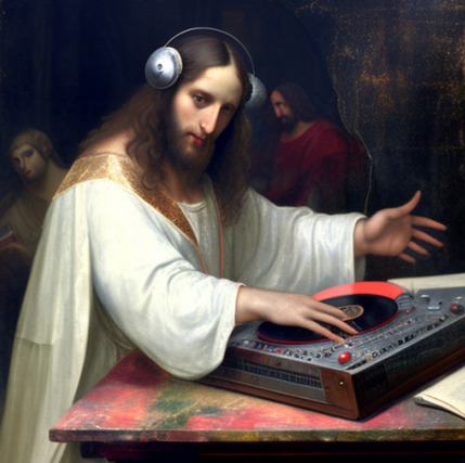 God Is a DJ Midjourney AI Creation